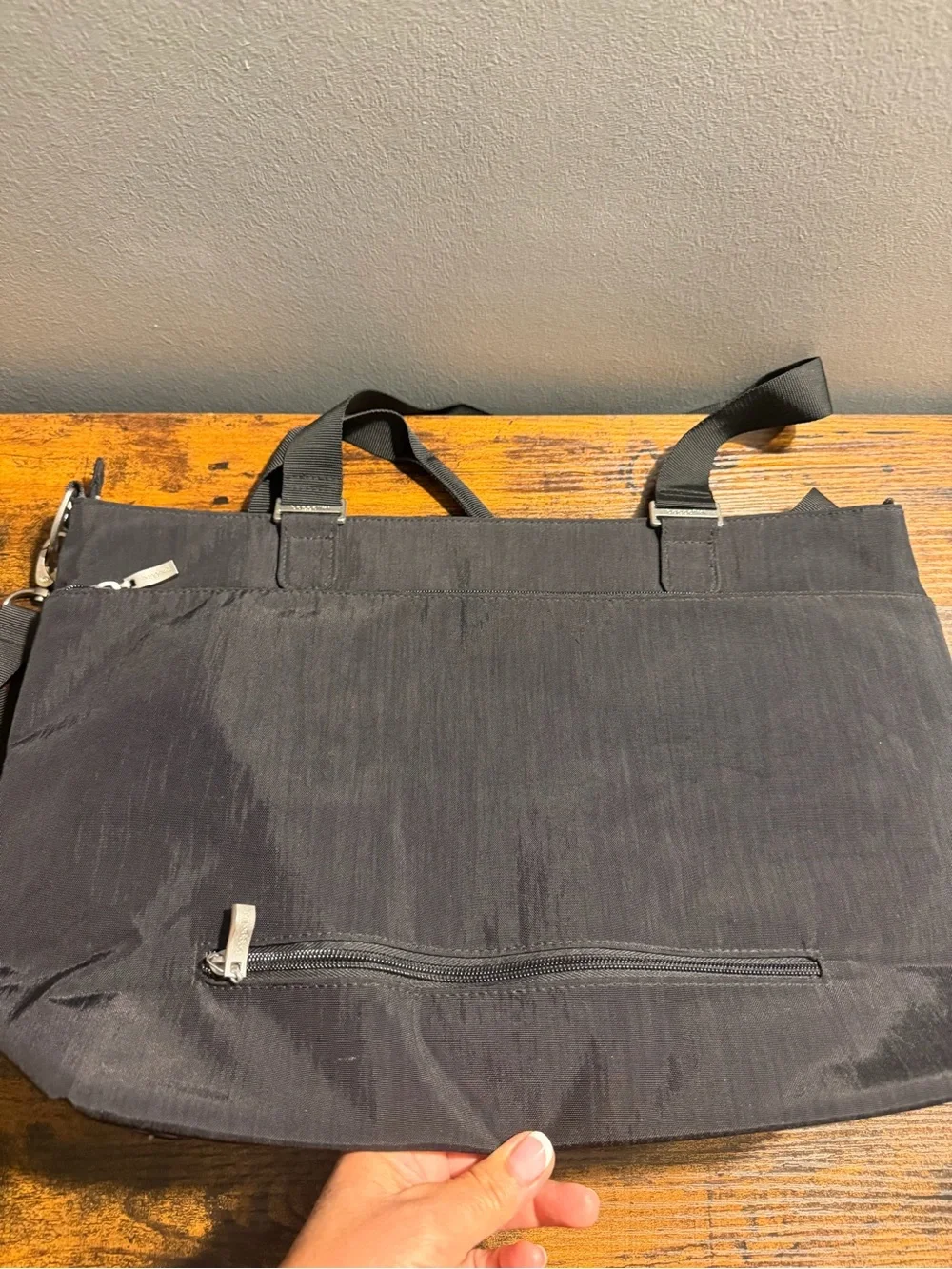 Baggallini Black Tote with Light Tan Interior